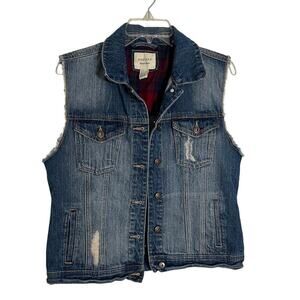 Forever 21 Premium Denim Distressed London Studded Vest EUC - Size Large